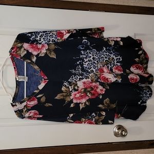 Honeyme Floral Blouse- Dark blue Women's Large